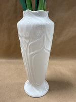 White Vase With Blue Wooden Tulips