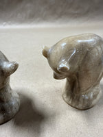 Pair Of Marble Bear Cub Figurines