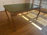 Ethan Allen Dining Table with Glass, NO CHAIRS/NO LEAVES, with Table Pads