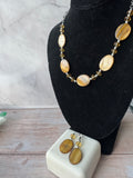 Amber Yellow Shell Beaded Necklace & Earrings Set