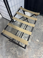Wrought Iron & Khaki Canvas Folding Luggage Rack