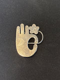 Sterling Hand Holding Flower Brooch