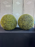 Pair of Faux Boxwood Decorative Topiary Spheres (C)