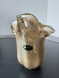 Murano Italian Vintage White Cristal Smoky Hand Blown Art Glass Vase