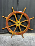 XL Vintage Wooden & Brass Ship’s Wheel