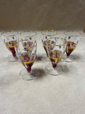 Set Of 6 Amethyst And Gold Small Wine Goblets