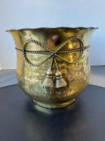 (A) Brass Bow Accented Vintage Planter