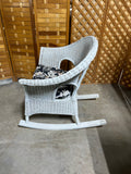 White Wicker Rocking Chair with Cushion