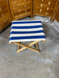 Folding Seat, blue/white fabric