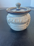 Speckled Signed Pottery Lidded Garlic Keeper Pot