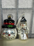 Snowman Glass Ornament Lot, 4 pc