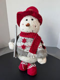 Gray & Red Plush Snowman Decor
