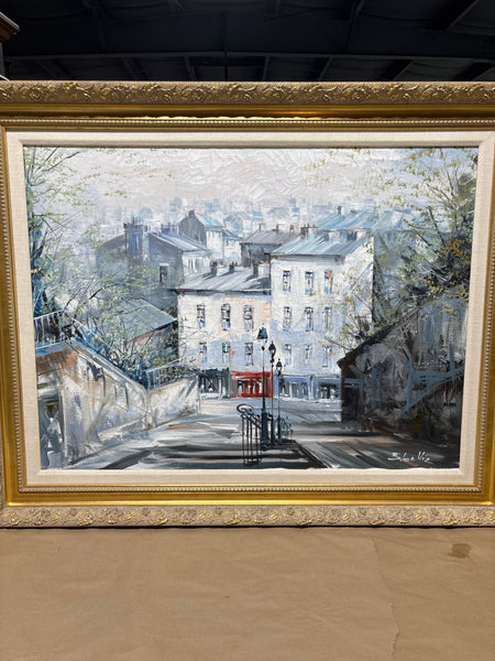 Large Parisian City Scape Painting by B. La Vie; Signed