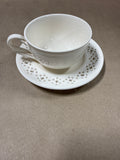 Hartley Greens Leeds Pottery England Royal Creamware Reticulated Open Lace Saucer with Twist Handle Teacup // 4 Available// PRICED INDIVIDUALLY AT $45 EACH