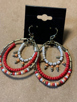 Coral, Gold & White Earrings