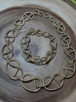 Gold Tone Rope Design Necklace & Bracelet Set