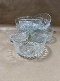 Set Of 8 Arcoroc France Marked Diamond Starburst Clear Glass Bowls