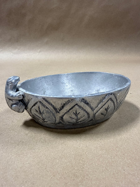 Pewter Soap Dish With Frog On Edge