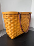 Longaberger 2001 Large Summertime Boardwalk Basket with Plastic Liner & Extending Fabric Liner