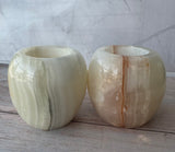 Pair of Natural Onyx Marble Vintage Tea Light Holders