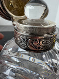 (B) Tiffany & Co Crystal Decanter with Sterling Silver Lid & Glass Stopper