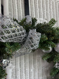 Faux Fir Wreath with Silver Ornaments & Accents