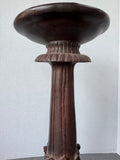 Pair of Elements Ornate Heavyweight Brown Resin Pillar Candle Holders