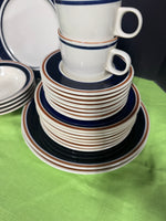 32-Piece Newcor Japan Satellite Navy Blue Stoneware China Set