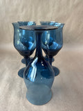 Set Of 5 Blue Small Wine Goblets