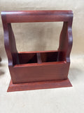 Mahogany Wood Desktop Letter Organizer Box Caddy