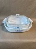 Corning Ware Blue Cornflower Casserole Dish Lot (2)