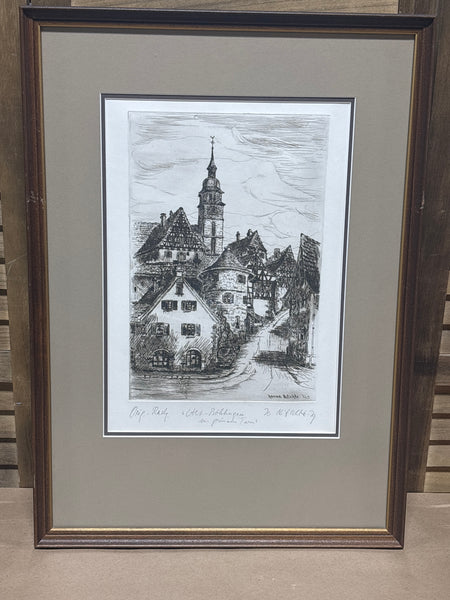 (B) German Townscape Etching by Haunnel Witschke; Signed