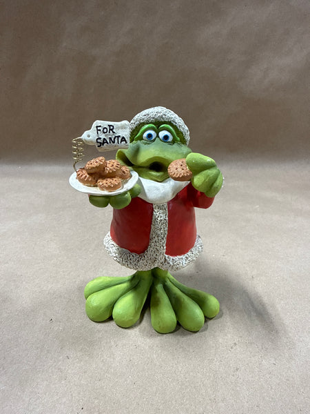 (A) Russ Douglas Christmas Santa Bobble Frog