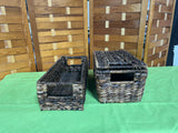 Dark Brown Tone Woven Baskets, Set of 2