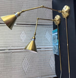 Pair of Brass Swing Arm Adjustable Plug In Wall Sconce Style Lamps (WORKS)