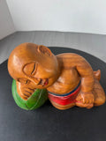 Philippines Large Heavyweight Carved Wooden Sleeping Buddha