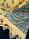 (F) Yellow Log Cabin Reversible Handmade Quilt