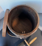 Primitive Vintage Wooden Firkin Sugar Bucket with Scoop