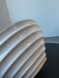 White Ribbed Decorative Glazed Pottery Bowl