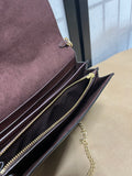 Coach Black Pebbled Leather Foldover Crossbody Bag with Gold Tone Chain Strap