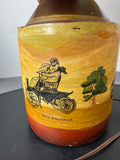 Hand Painted Vintage Stoneware Jug 3-Way Lamp (WORKS)