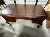 Leather Inlaid Chippendale Style Executive Desk