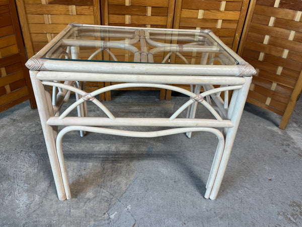 Wicker & Glass Side Table ***AS IS***