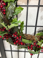 B-18” Grapevine and Holly Wreath (Two Available, Listed Separately)