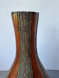 Heavyweight Wooden Vase with Block Ribbed Accents