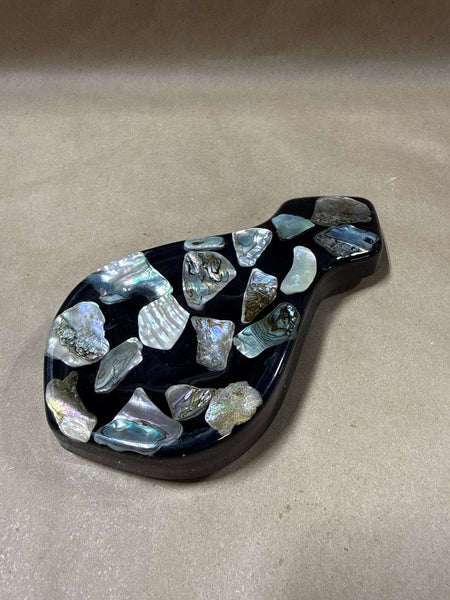 Black Lucite Shell Spoon Holder