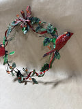 Small Metal Cardinal Holiday Wreath