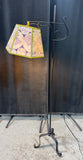 Black Primitive Style Metal Scroll Floor Lamp with Map Shade (WORKS)