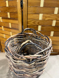 Rustic Woven Twig Basket with Side Handles (R)