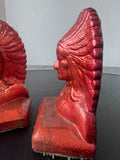 Painted Cast Bronze Vintage Indian Chief Book Ends